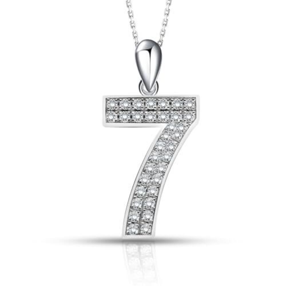 Geyunxu Moissanite Number 7 Necklace,D Color VVS1 18k Gold Plated 925 Sterling